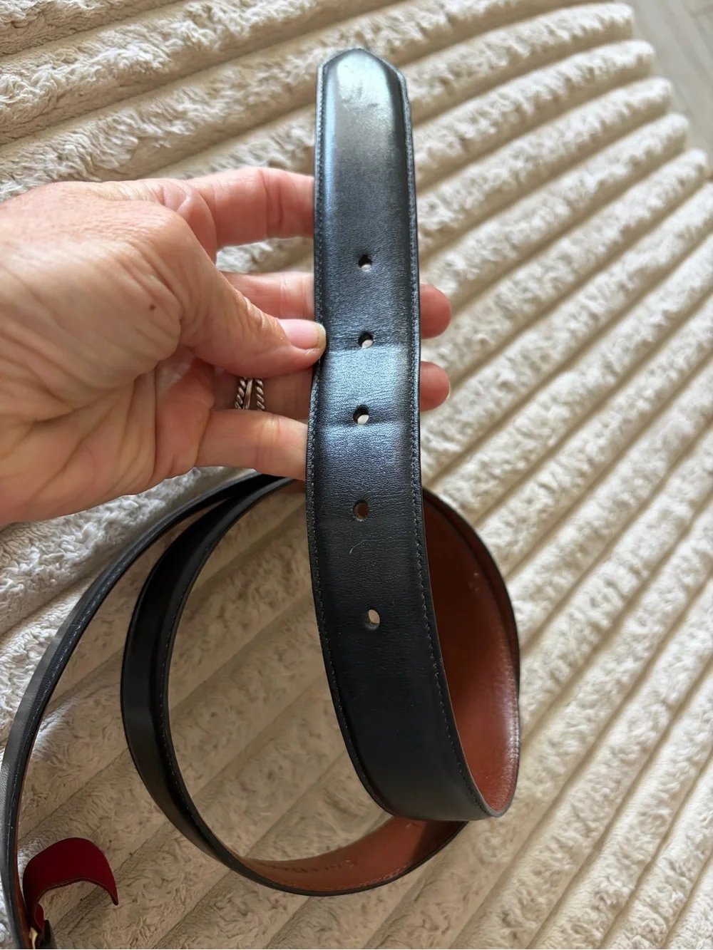 Cole Haan Black Leather Belt with Gold Buckle